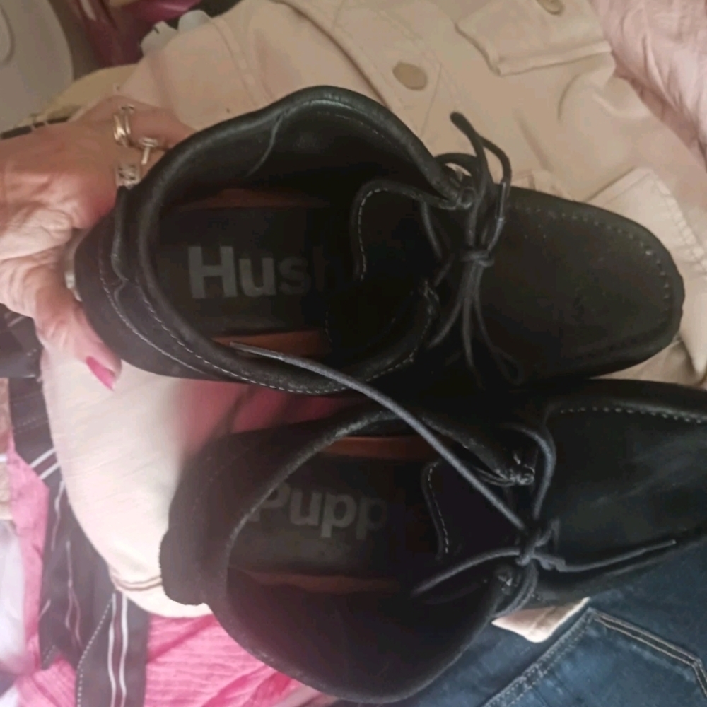 Black Leather Men's Shoes Mens Hush Puppies Size 7.5 - Picture 7 of 8